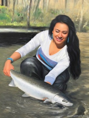 Fishing Portrait Painting – Capture the Joy of Nature and Adventure