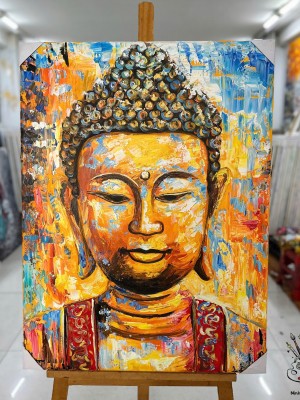 Golden Light Buddha Painting with Heavy Texture