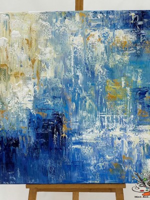 Modern abstract blue and gold painting