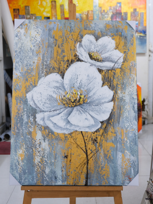 Modern abstract white flower painting