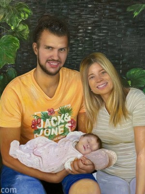 Newborn Family Portrait – A Gentle Start Captured in Oil