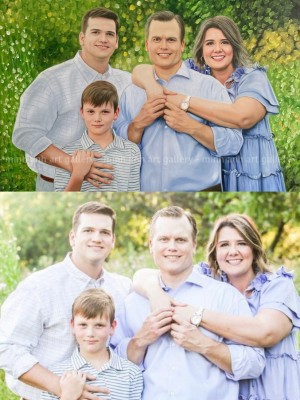 Outdoor Family Portrait – A Natural Bond Captured in Oil Painting