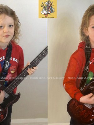 Rockstar-Inspired Children Portrait – Bold, Unique, and Hand-Painted with Love