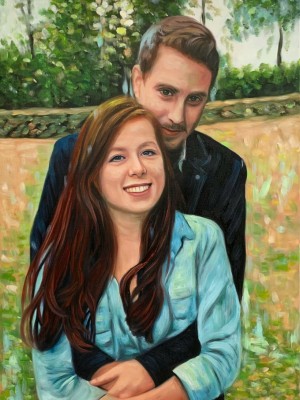 Romantic Couple Portrait – A Painted Expression of Genuine Love