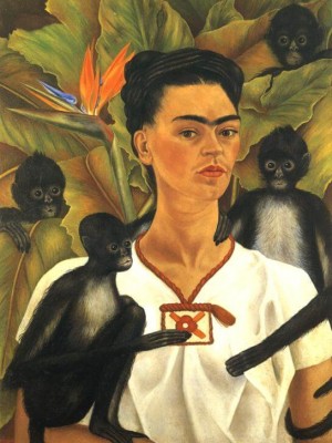 Self Portrait with Monkeys -frida kahlo