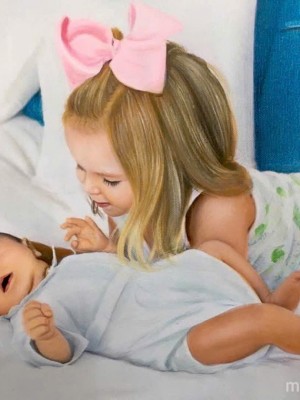 Siblings Love Portrait – A Tender Moment Captured in Oil