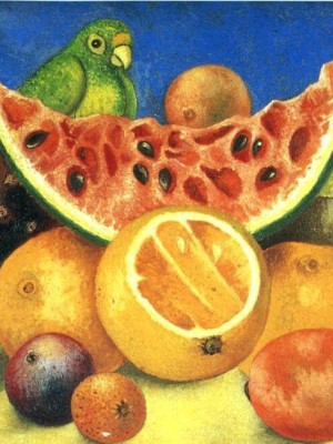 Still Life With Parrot And Fruits - frida kahlo