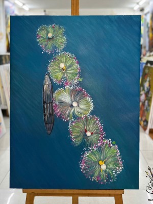Vietnam Water Lily Floating Flower Painting